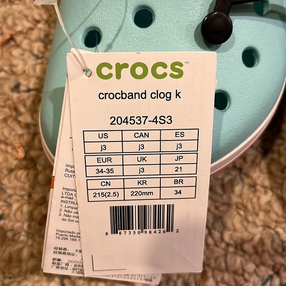 Crocs crocband clogs size 3 little kids ice blue/white - Picture 3 of 5